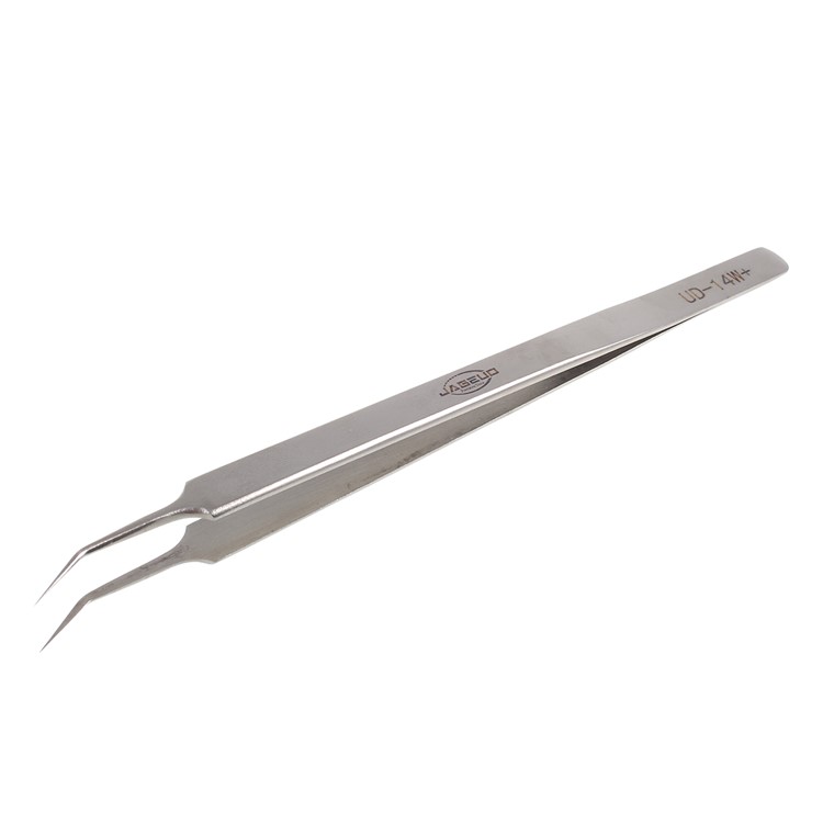 JABEUD UD-14W+ Curved Tip High Precision Stainless Steel Professional Tweezers - Silver-3