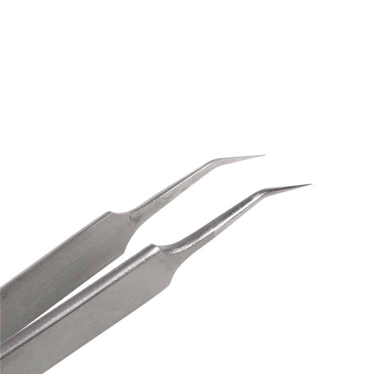 JABEUD UD-14W+ Curved Tip High Precision Stainless Steel Professional Tweezers - Silver-4