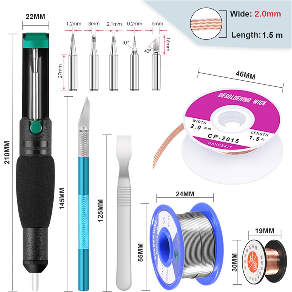 Kit de Solda de Solda de 22 Pcs 220V 60W Elétrico de Solda de Temperatura Elétrica Com Dicas de Solda Ferramentas - Plugue da ue