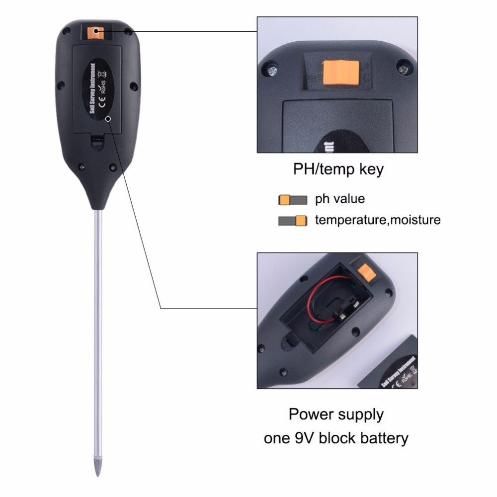 4-in-1 Soil Temperature/Moisture/Light/PH Tester for Farm, Garden, Lawn-3