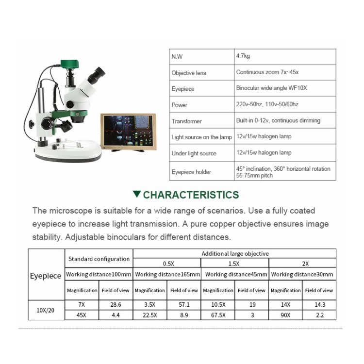 BEST-X6 Video Stereo Trinocular 3D Digital Microscope with Camera - US Plug / AC 110V-7