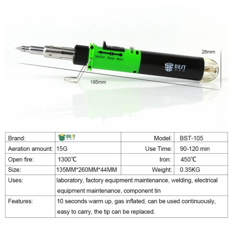 BEST-105 10-in-1 Pen Type Butane Gas Soldering Iron Set-2