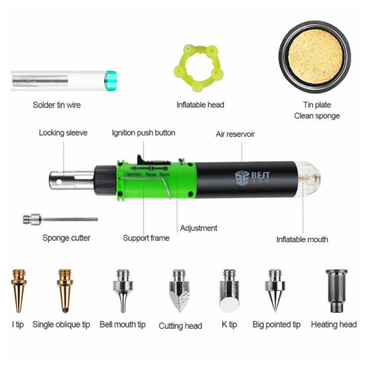 BEST-105 10-in-1 Pen Type Butane Gas Soldering Iron Set-5