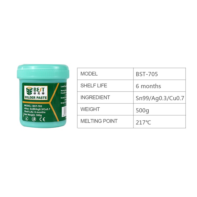 BST-705 500g Strong Adhesive Lead Free with Silver Tin Soldering Flux Welding Solder Paste-2