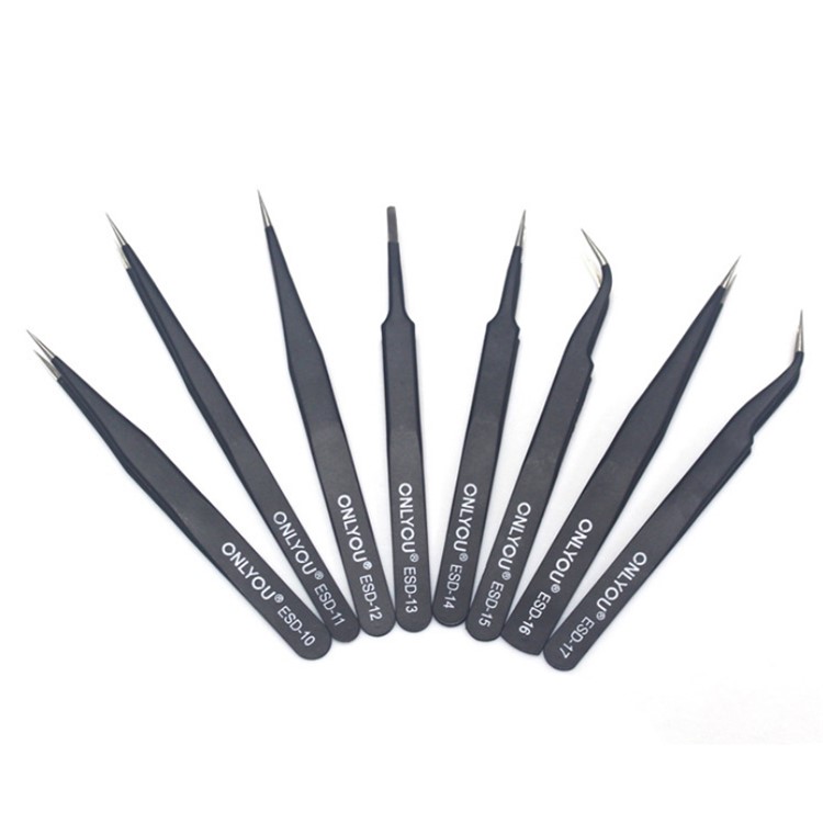 8Pcs/Set ONLYOU Anti-static Stainless Steel High Precision Profession Tweezers-1