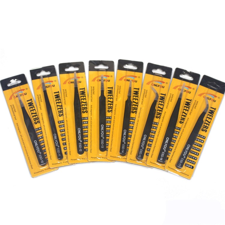 8Pcs/Set ONLYOU Anti-static Stainless Steel High Precision Profession Tweezers-11