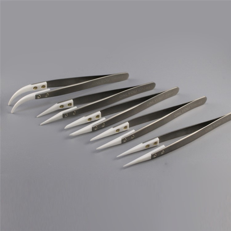 5Pcs/Lot ONLYOU Precision Professional Tweezers with Anti-static Ceramic Tip High Temperature Resisting-1