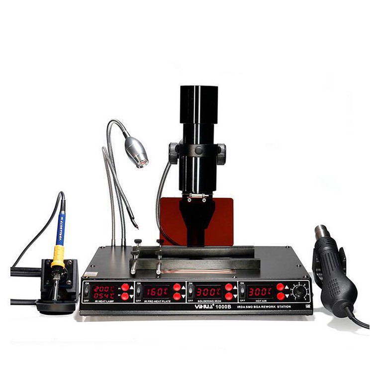 YIHUA 1000B 3 in 1 Infrared BAG Rework Station Hot Air Gun + 540W Preheating Station + 75W Soldering Iron - 110V-2