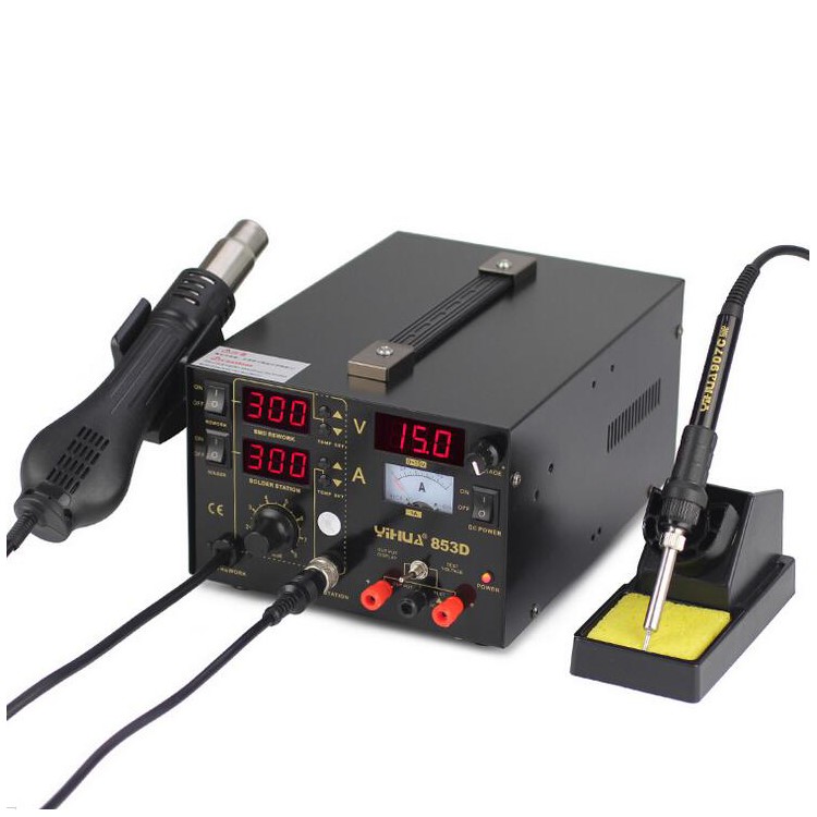 YIHUA 853D 3-in-1 Heißluftpistole + LED Löten Rework Station + 15V / 1A Netzteil - Wechselstrom 110V / US-Stecker-4