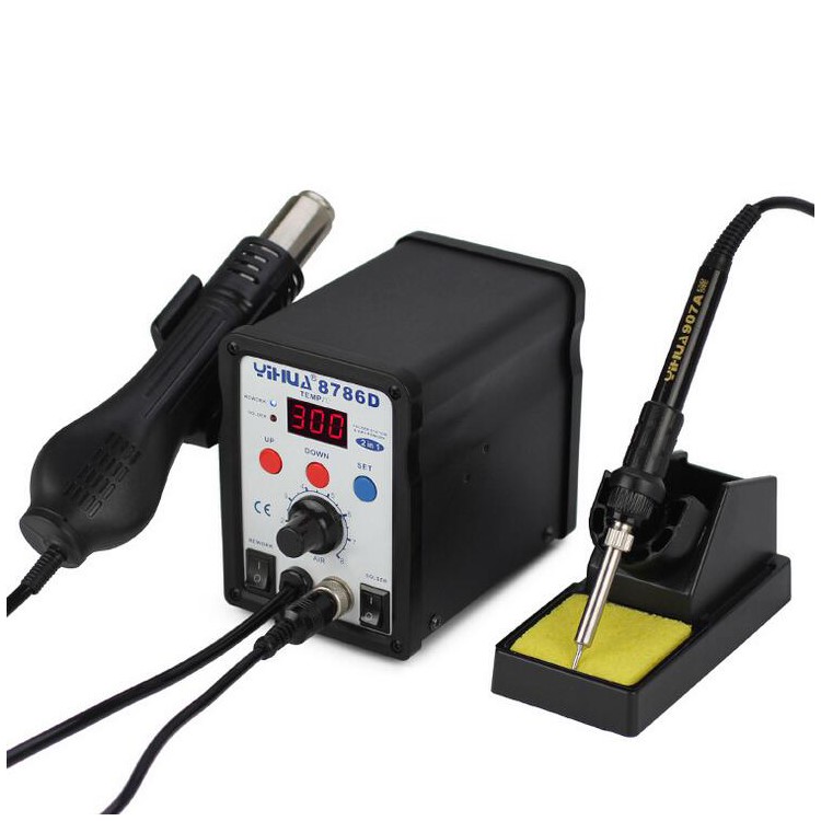 YIHUA 8786D 2-in-1 Soldering Rework Station Hot Air Gun Welder LED Display - AC 110V-1