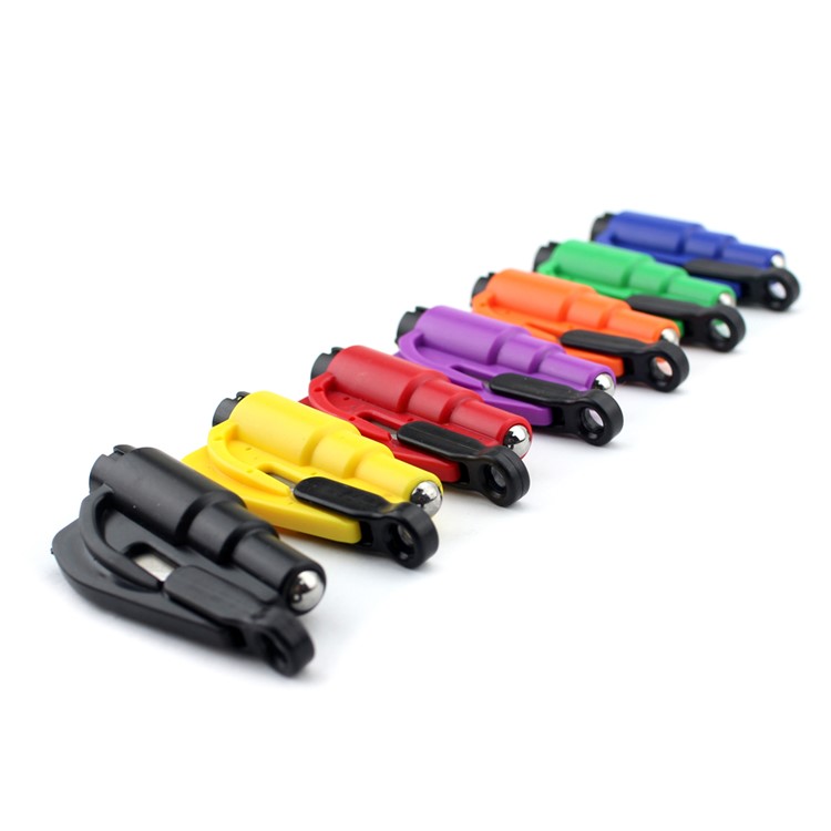Car Rescue Escape Tool Window Glass Breaker and Seat Belt Cutter with Key Chain - Black-7