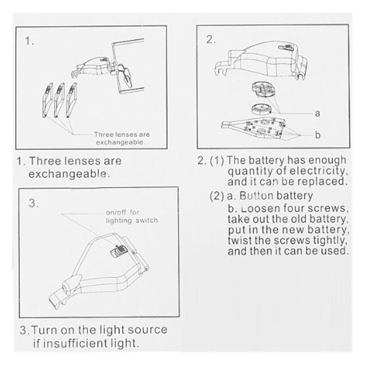 Headband Glasses Magnifier 5 Adjustable Acrylic Lens with LED Illuminated-10