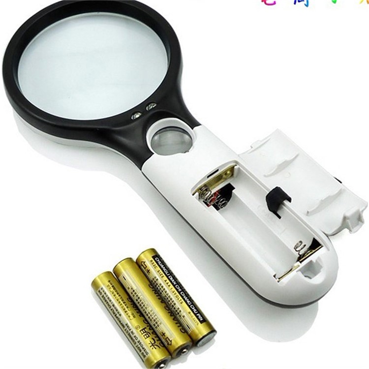 Handheld Illuminated 3X 45X Dual Lens Magnifier Magnifying with 3 LED Light-5