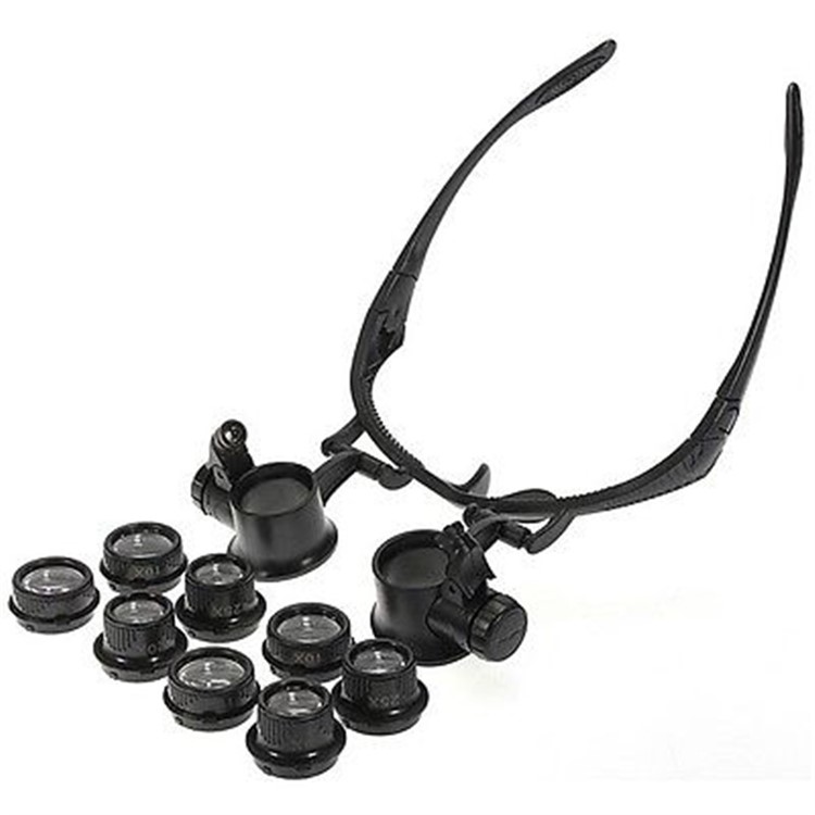 10X 15X 20X 25X LED Double Glasses Loupe Jeweler Watch Repair Magnifying Eyeglasses - Black-3