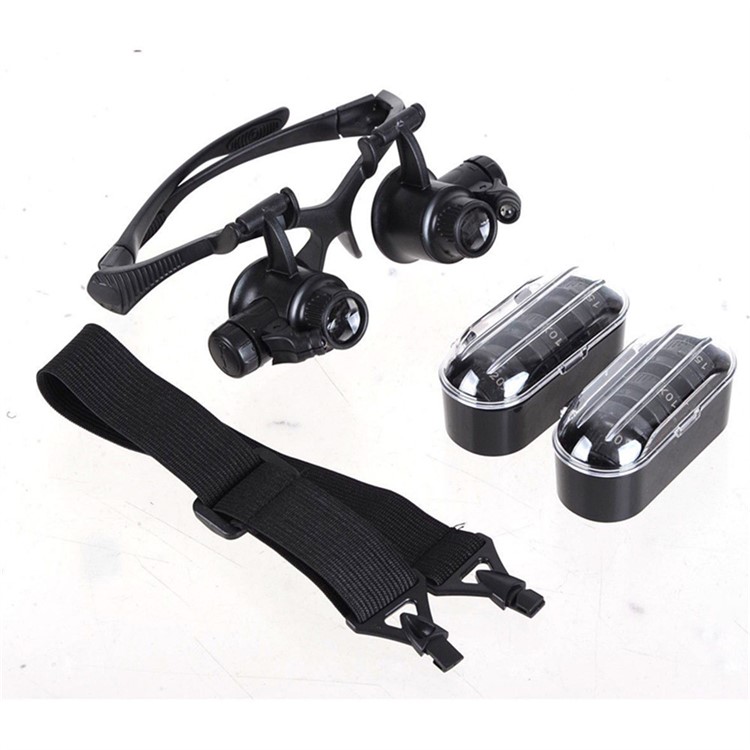 10X 15X 20X 25X LED Double Glasses Loupe Jeweler Watch Repair Magnifying Eyeglasses - Black-9