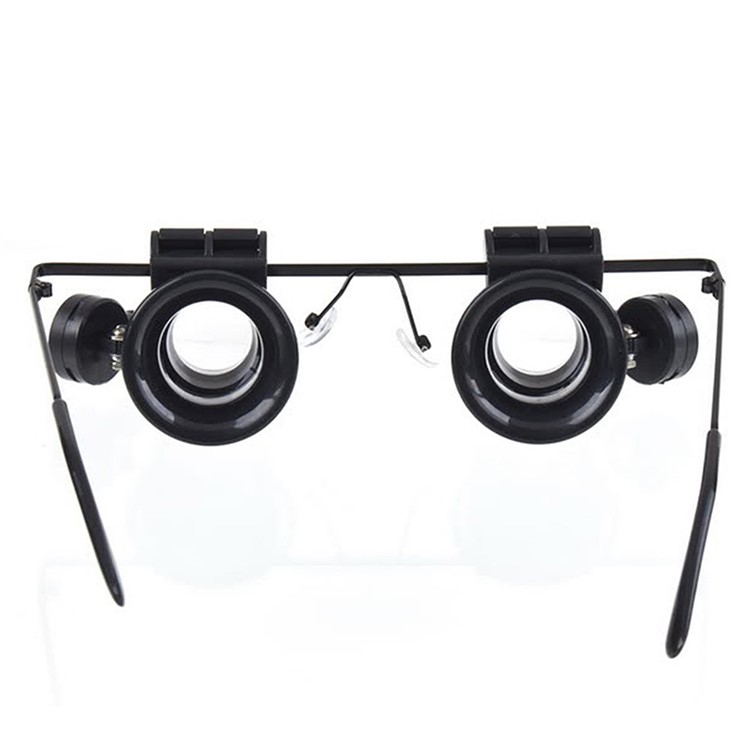 Glasses Magnifier 20X LED Double Glasses Loupe Jeweler Watch Repair Magnifying Eyeglasses - Black-7