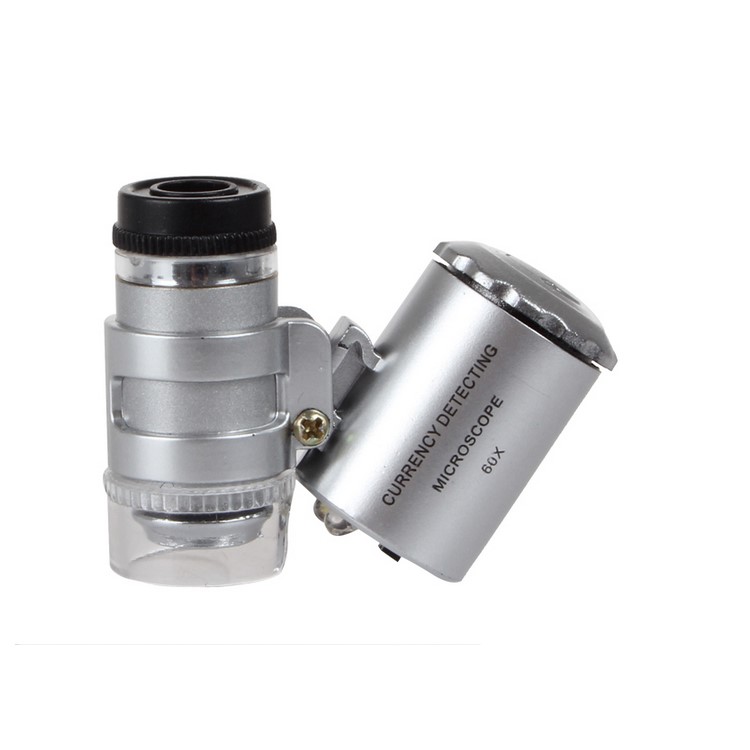 60X Mini Portable Magnifier Currency Detector Loupe Magnified Tool with LED / UV Light - Silver-14