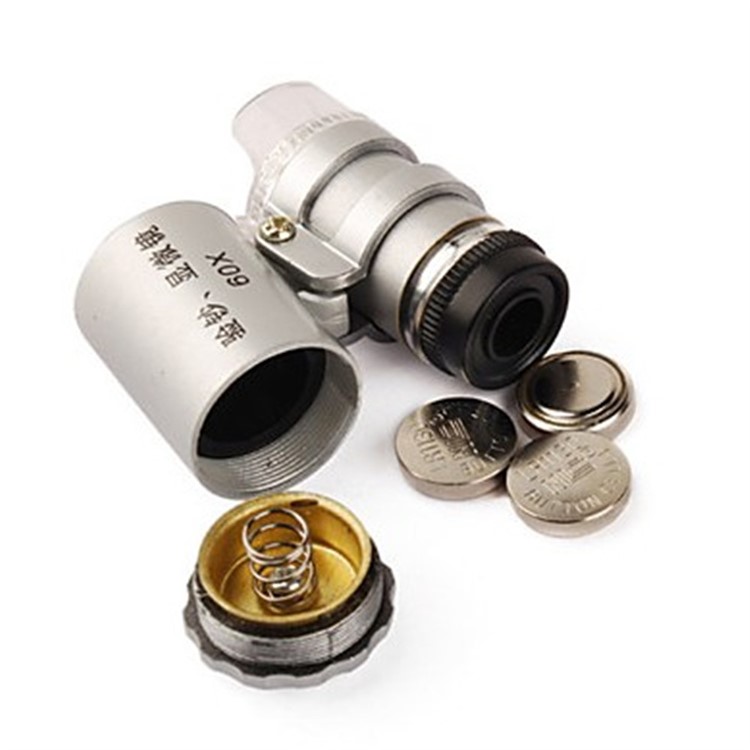 60X Mini Portable Magnifier Currency Detector Loupe Magnified Tool with LED / UV Light - Silver-4