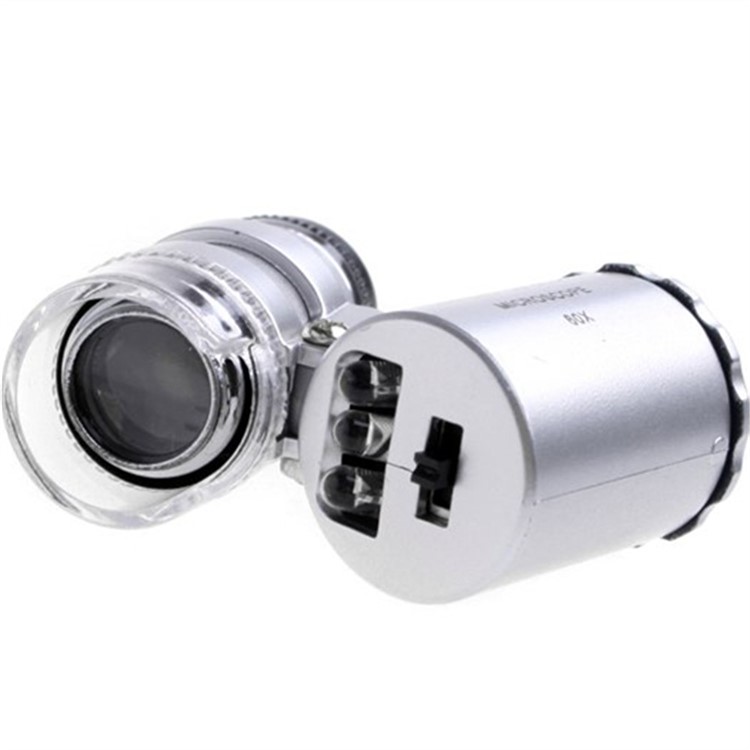 60X Mini Portable Magnifier Currency Detector Loupe Magnified Tool with LED / UV Light - Silver-7