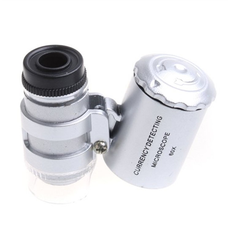 60X Mini Portable Magnifier Currency Detector Loupe Magnified Tool with LED / UV Light - Silver-8