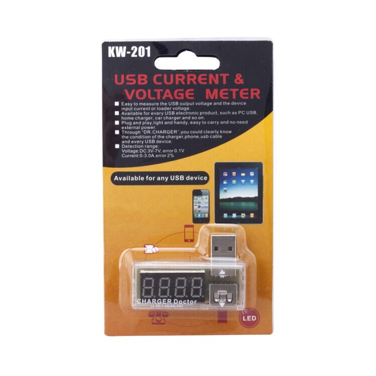 KONNWEI KW201 Digital Display USB Portable Tension Tester Voltmeter Battery Tester - Transparent-4