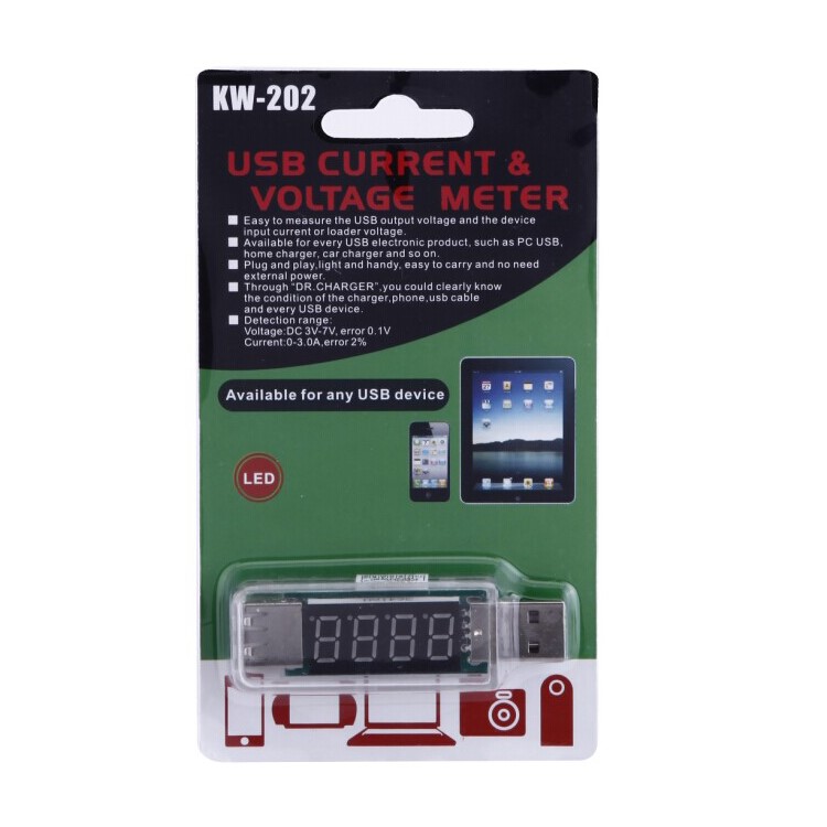 KONNWEI KW202 Digital Display USB Portable Tension Tester Voltmeter Battery Tester - Transparent-4