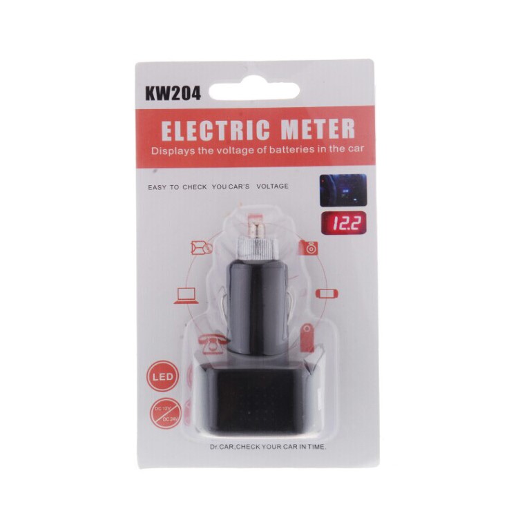 KONNWEI KW204 12V/24V Car Cigarette Lighter Voltmeter Voltage Gauge with LED Display-4