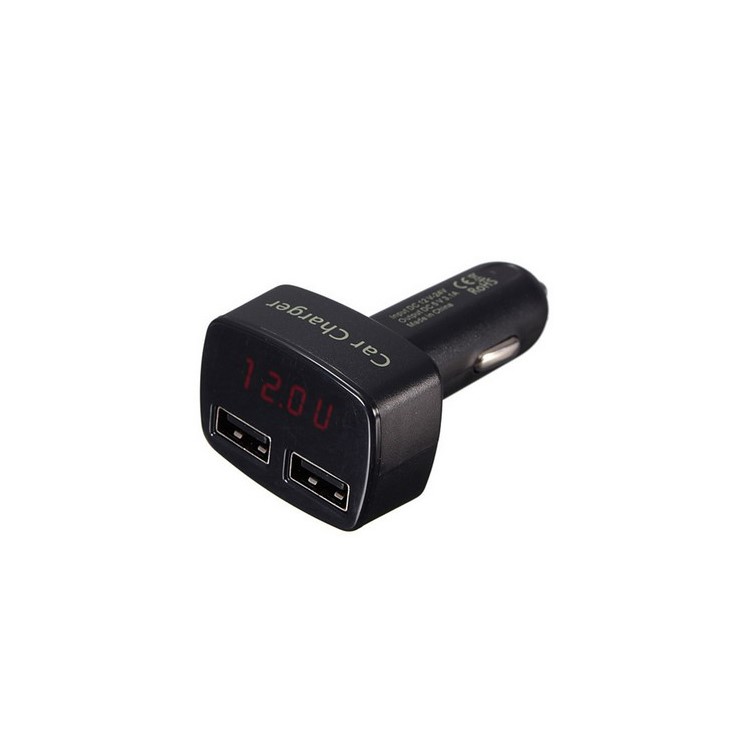 KONNWEI KW205 12V/24V Voltage Gauge Voltmeter Thermometer with LED Display and 2.1A USB Charger-1