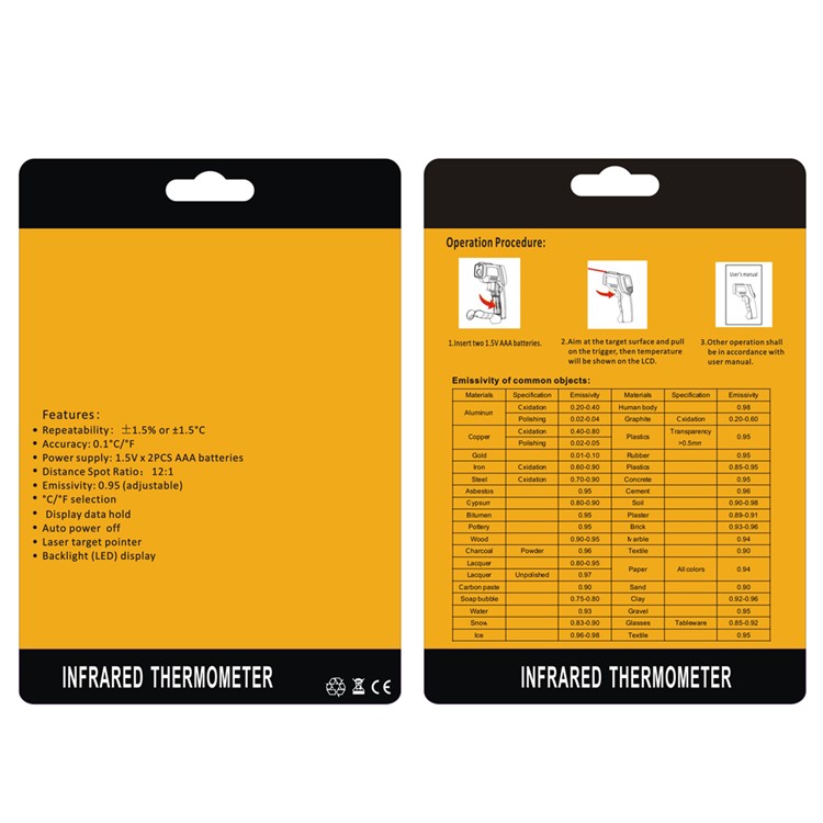 ZOTEK GM550 Industrial Non-Contact Digital Infrared Thermometer -50°C~550°C-6