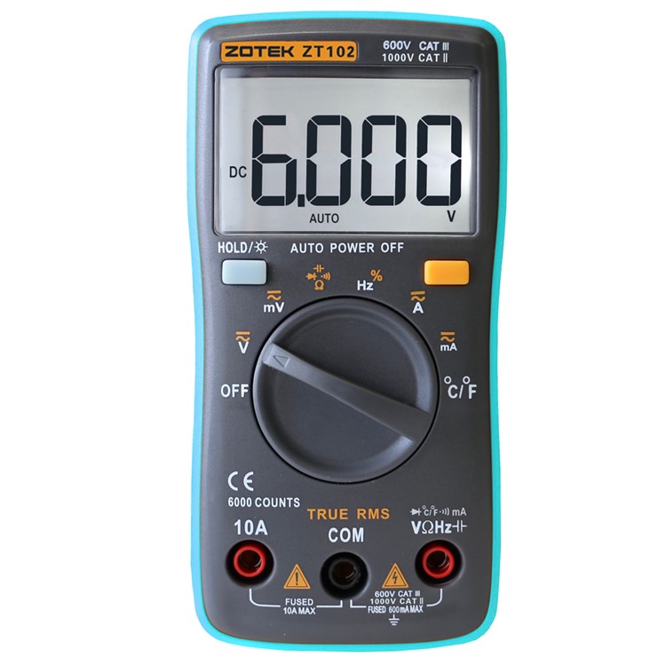 ZOTEK ZT102 Portable Auto-ranging Digital Multimeter - Black / Blue-1