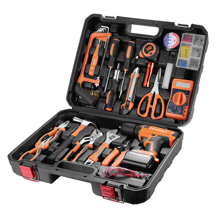 SOLUDE 57Pcs Multifunctional Household Hardware Tool Kit with 21V Lithium Electric Drill Etc (ST-057A)-1