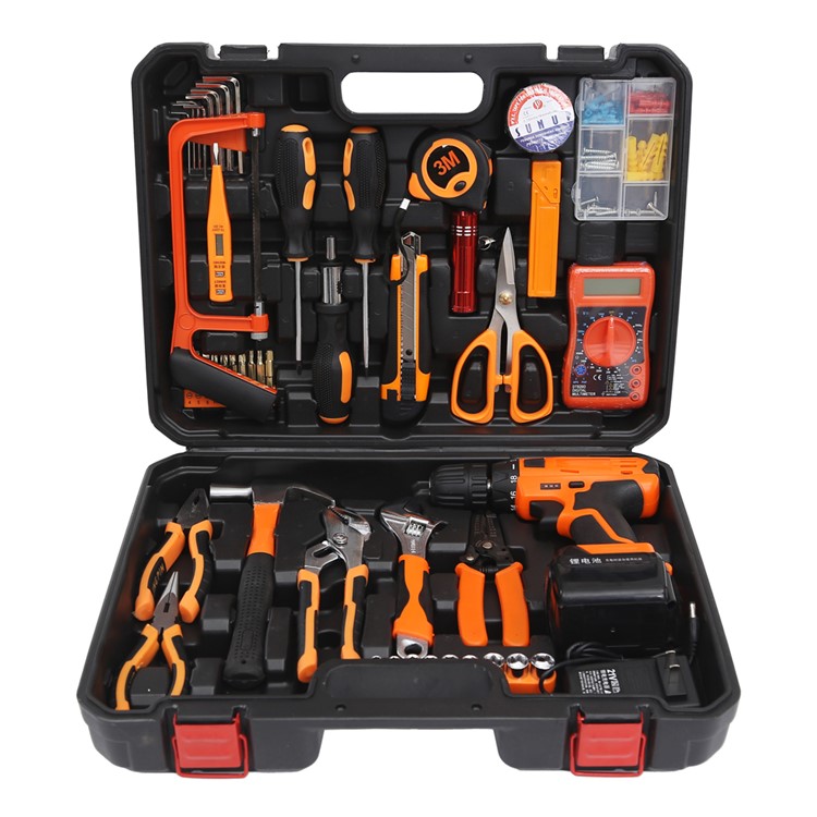 SOLUDE 57Pcs Multifunctional Household Hardware Tool Kit with 21V Lithium Electric Drill Etc (ST-057A)-2