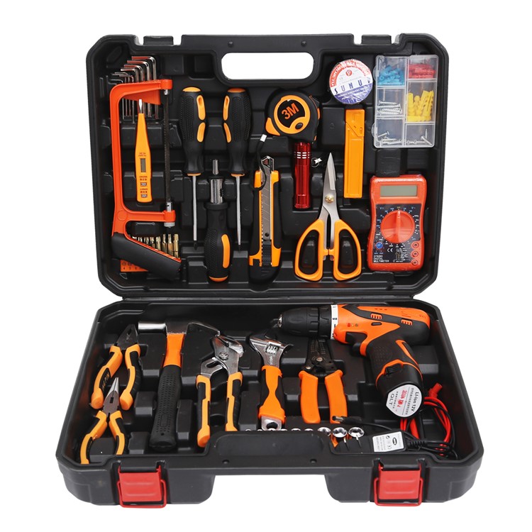SOLUDE 57Pcs Household Hardware Tool Kit with Multimeter Lithium Electric Drill Etc (ST-057W)-2