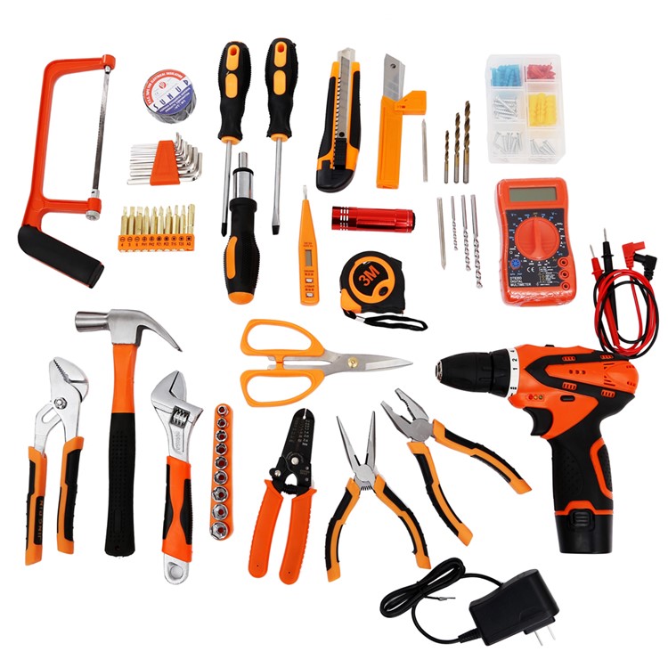 SOLUDE 57Pcs Household Hardware Tool Kit with Multimeter Lithium Electric Drill Etc (ST-057W)-3