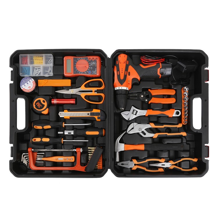 SOLUDE 57Pcs Household Hardware Tool Kit with Multimeter Lithium Electric Drill Etc (ST-057W)-4