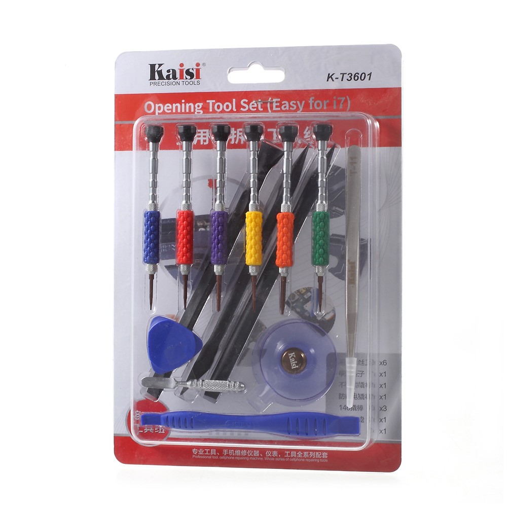 KAISI kt3601 14-em-1 precisão telefone celular Repair Screwdriver Tool Set com ferramenta Spudger para iPhone 7-9