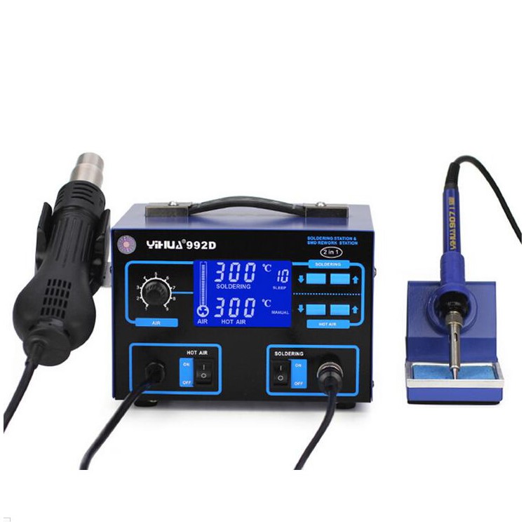 YIHUA 992D 2-in-1 Hot Air Gun + Soldering Iron Rework Station with PID Precision Temperature Control - 110V / CN Plug-2