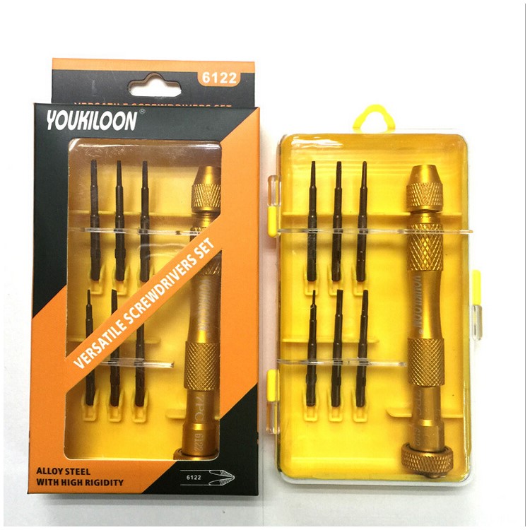 YOUKILOON S2 Alloy Steel 6 Bits Screwdriver Tool Set for iPhone Samsung Etc.-2
