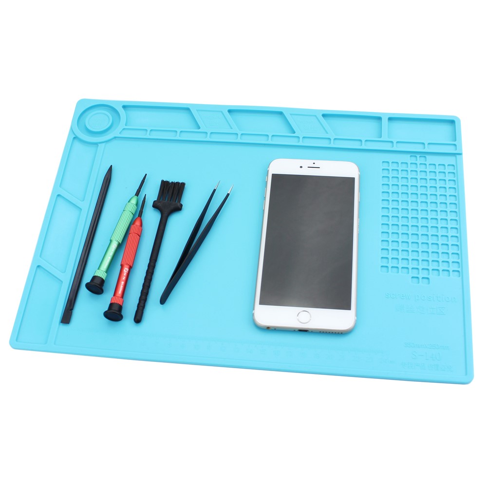 S-140 Silicone Heat Insulation Repair Platform Mat with Magnetic Screw Section - Blue-1