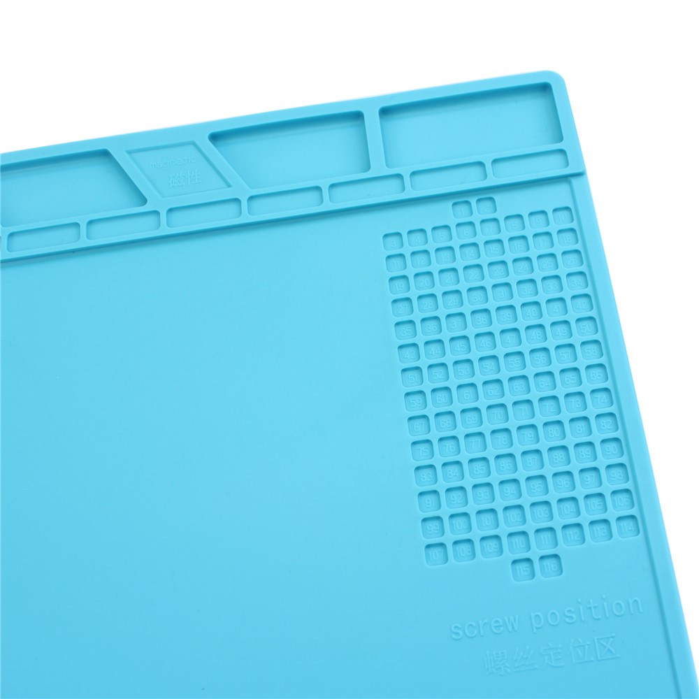 S-140 Silicone Heat Insulation Repair Platform Mat with Magnetic Screw Section - Blue-5
