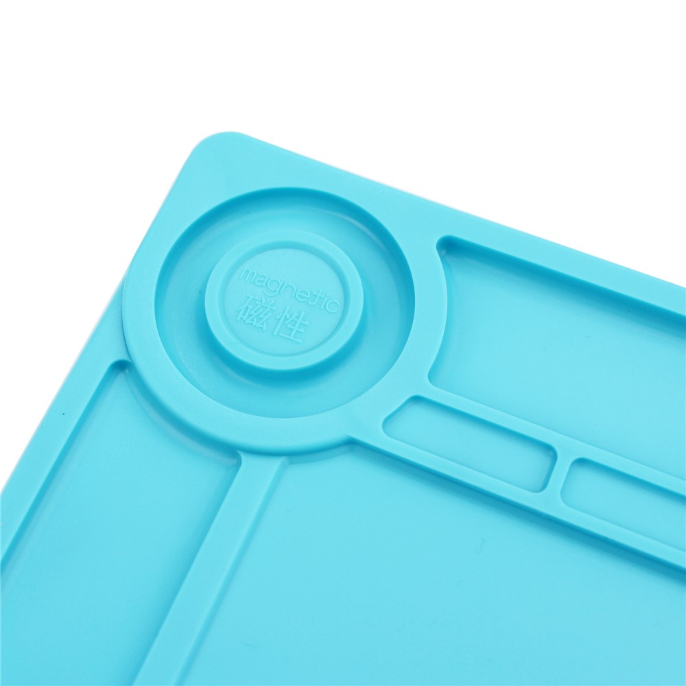 S-140 Silicone Heat Insulation Repair Platform Mat with Magnetic Screw Section - Blue-6