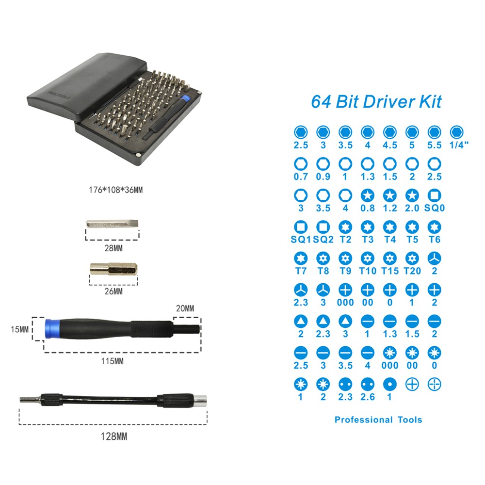 66-in-1 64 bit di cacciavite di precisione Riparazione Set di strumenti di smontaggio per iPhone Samsung Etc.-11