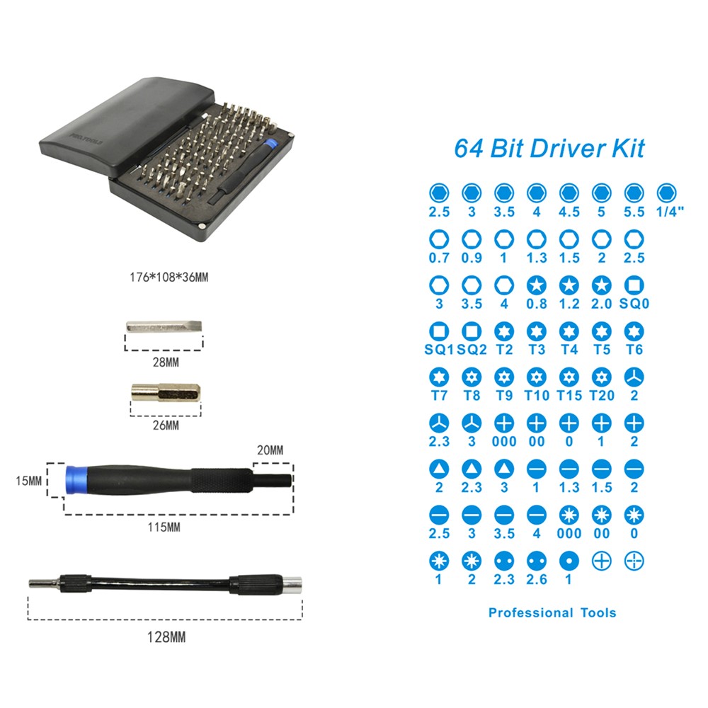 Destornillador De Precisión De 66 En 1 64 Bits Reparación De Herramientas De Desmontaje Para IPhone Samsung, Etc.-11