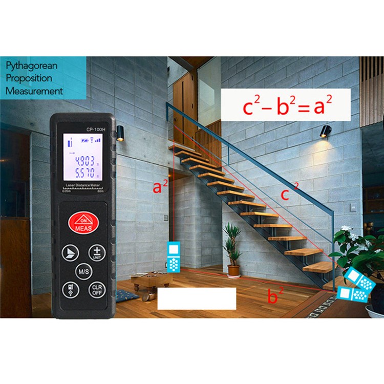 CP-100H Mini 100M Handheld Digital Laser Distance Meter Diastimeter for Construction Industries - Black-5