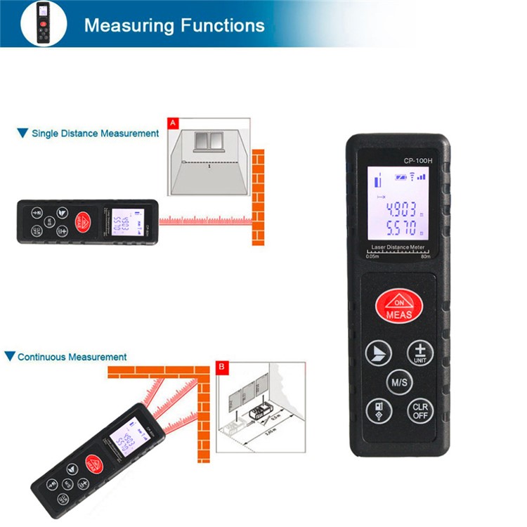 CP-100H Mini 100M Handheld Digital Laser Distance Meter Diastimeter for Construction Industries - Black-7