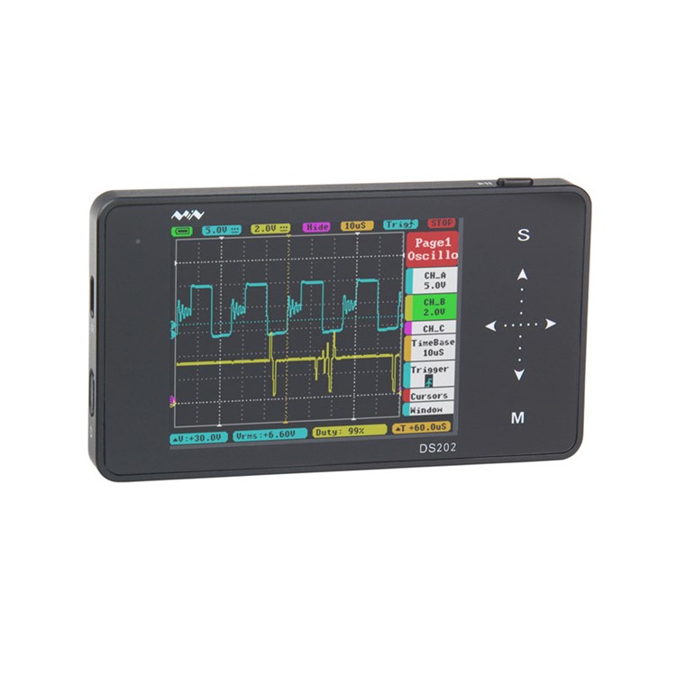 DS202 Portable Mini Handheld Touch Screen Digital Storage Two Channel Oscilloscope - Black-1