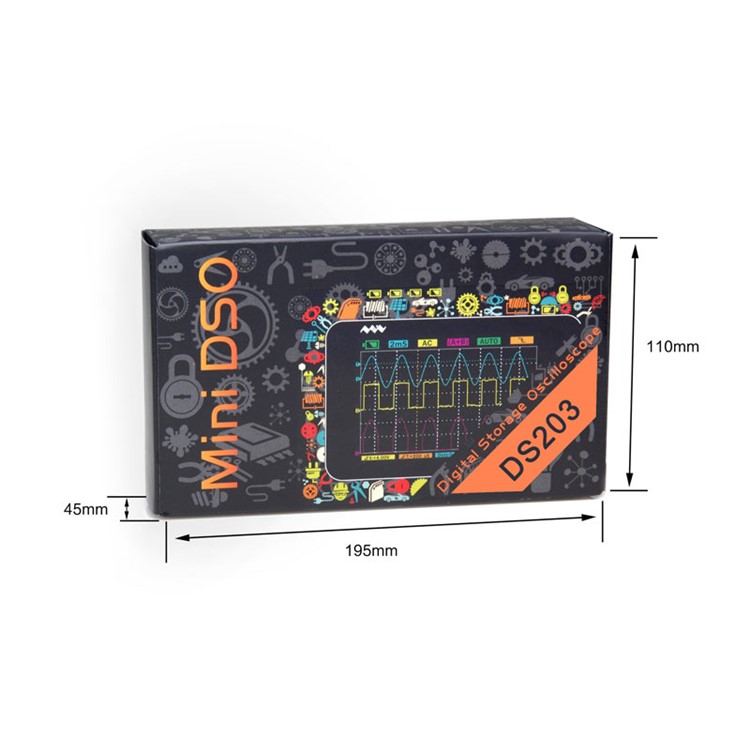 DS203 Portable 3-inch LCD Display Touch Screen 4 Channel Digital Storage Oscilloscope - Black-12