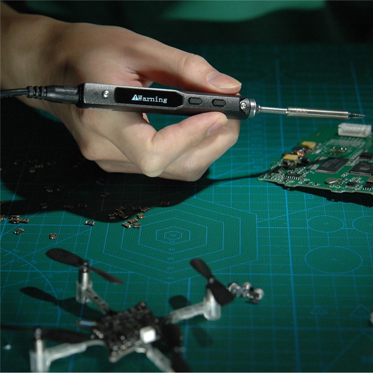 TS100 Professional Electric Soldering Iron Set LCD Display Temperature Adjustment B2/BC2 Double Tip-11