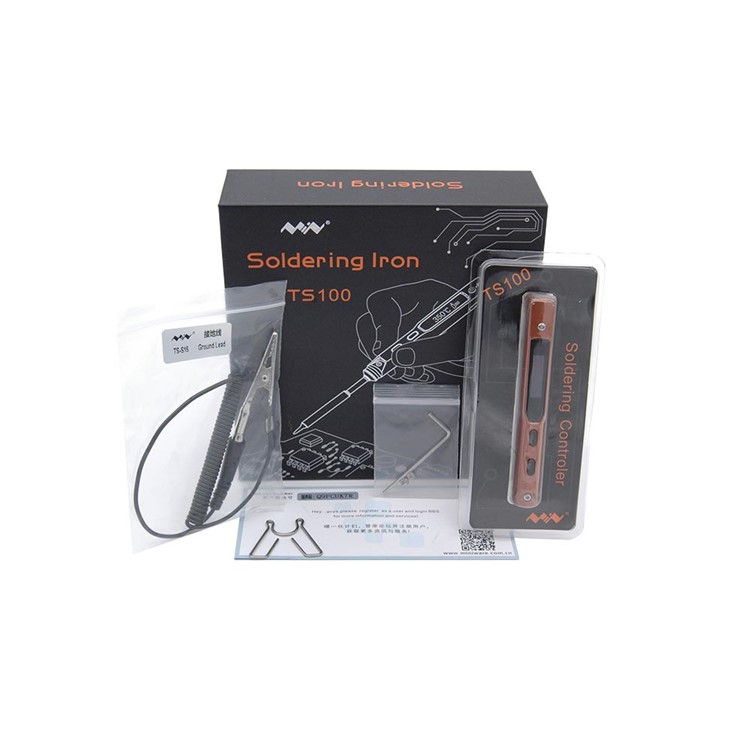 TS100 Professional Electric Soldering Iron Set LCD Display Temperature Adjustment B2/BC2 Double Tip-8