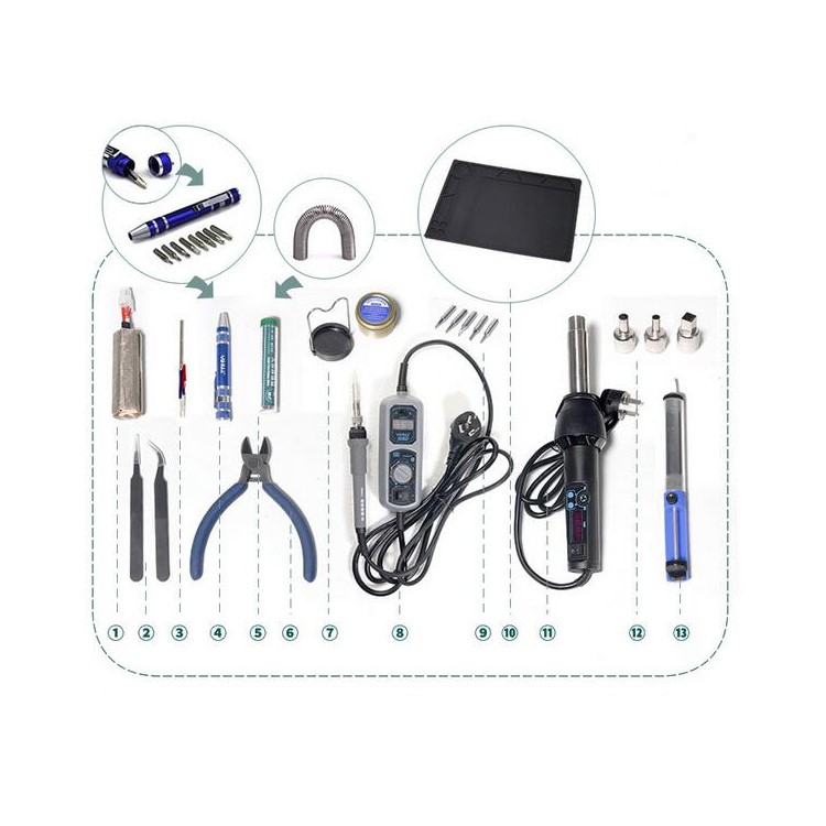 YIHUA 27-in-1 Household Digital Soldering Iron and Hot Air Gun Rework Station Tool Kit - 110V-4